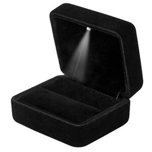 Velvet Ring Box LED Light Jewelry Display for Proposal